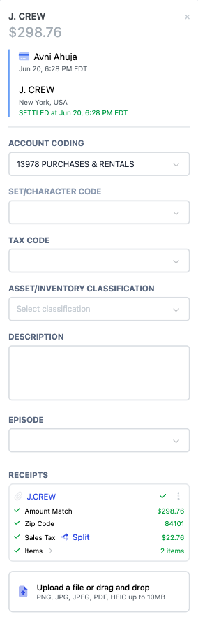 Mobile accounting interface